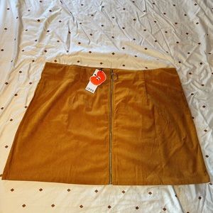 Mustard Corduroy Zip Skirt